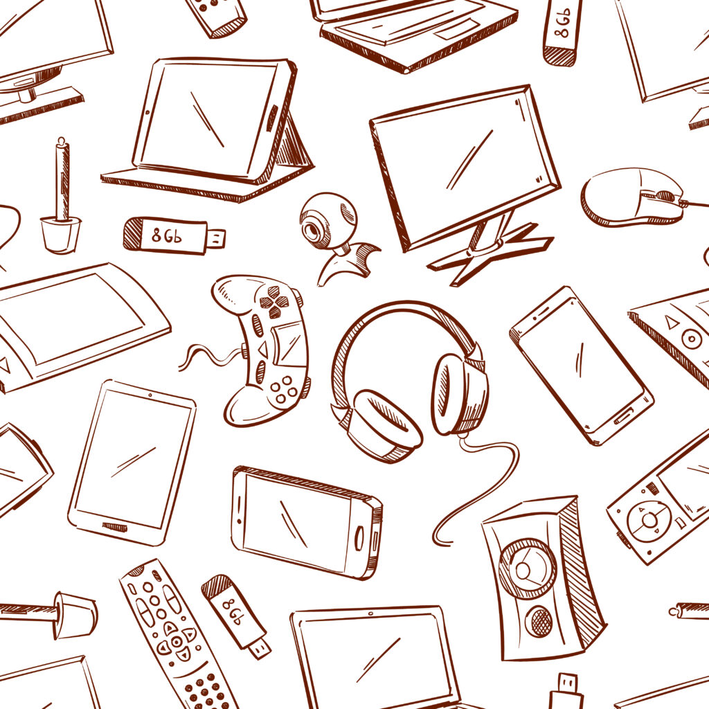 Gaming and computer device vector seamless pattern